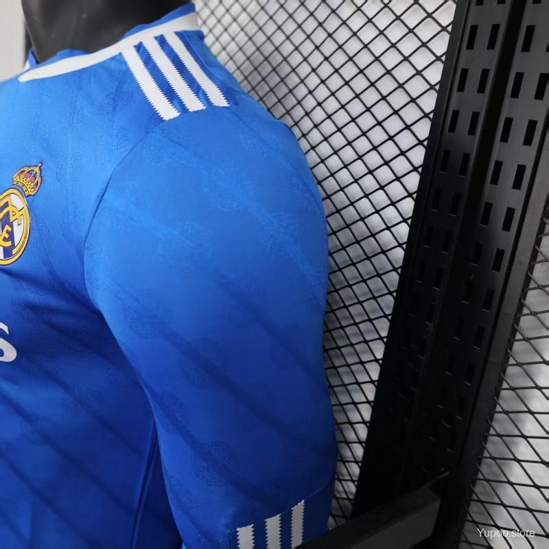 2025/26 Real Madrid Player Version Third Blue Long Sleeve Jersey UCL & La Liga Personalized