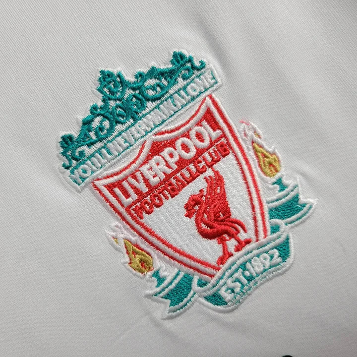 2006-2007 Liverpool Retro White Away Long Sleeve Jersey Personalized PL UCL Patch