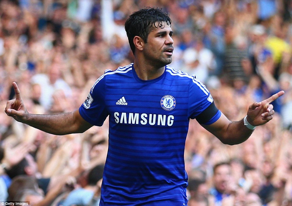 Chelsea FC 2014-2015 Retro Home Short Sleeve Jersey #19 Diego Costa Personalized PL Patch Rare