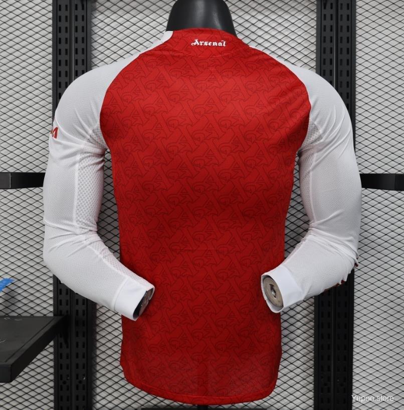 Arsenal 2025-26 Home Long Sleeve Jersey | Customizable | UCL & Premier League
