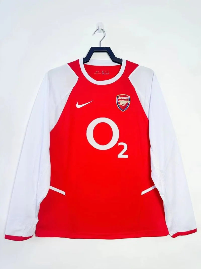 Arsenal FC 2002-2003 Retro Home Jersey | Custom Name & Number Men's Soccer Shirt - Long Sleeve O2 Edition with Optional UCL or Premier League Patches