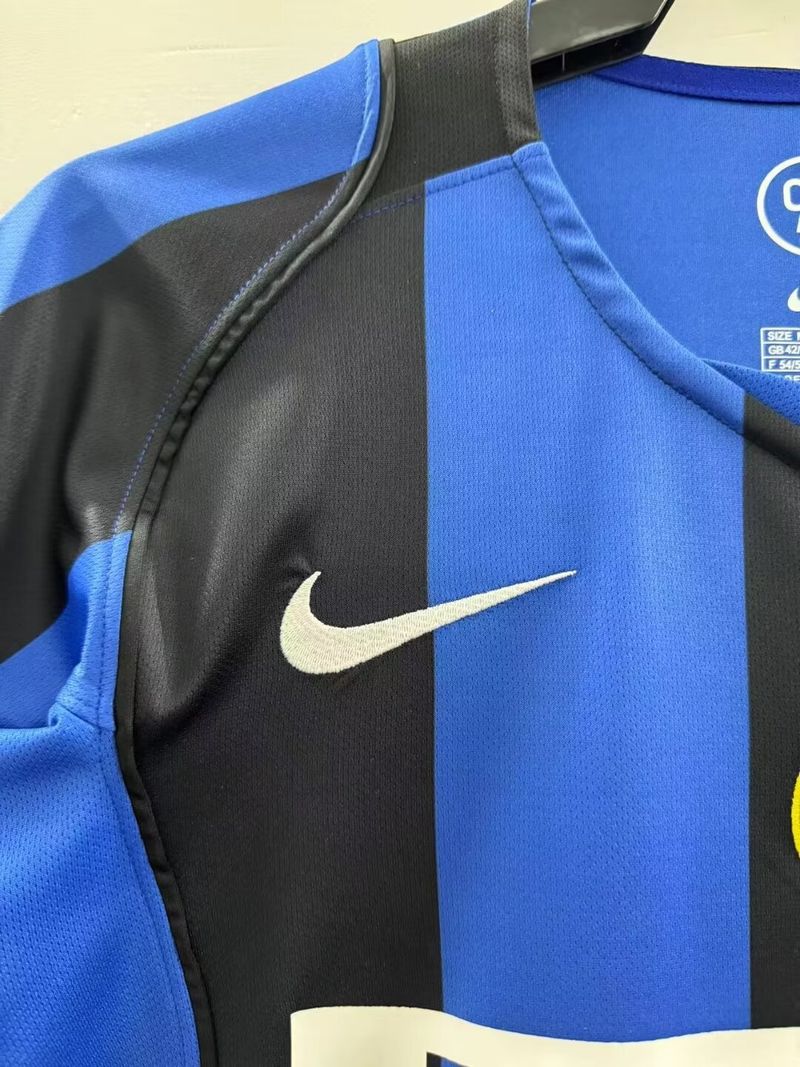 Inter Milan 2004-2005 Retro Home Short Sleeve Jersey Serie A UCL Patch Personalized Rare Adriano Figo