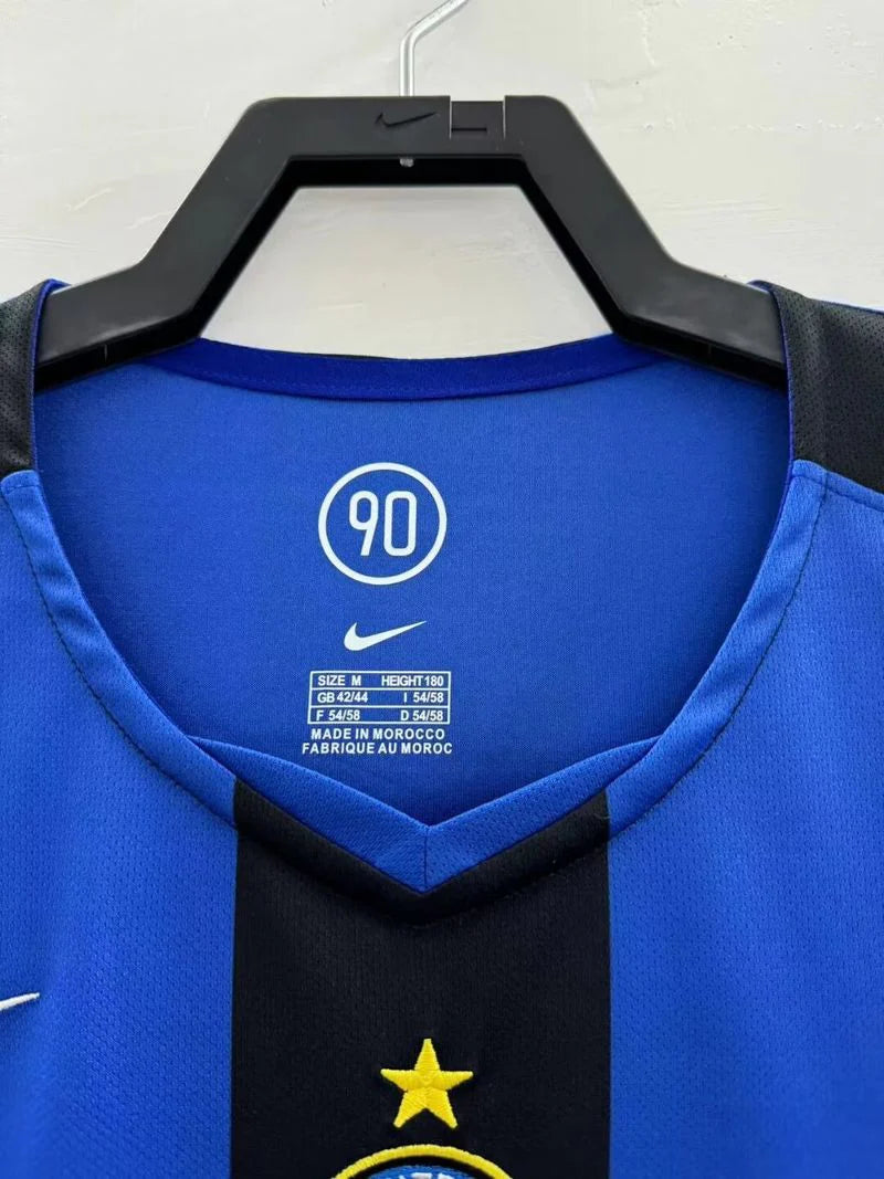 Inter Milan 2004-2005 Retro Home Short Sleeve Jersey Serie A UCL Patch Personalized Rare Adriano Figo