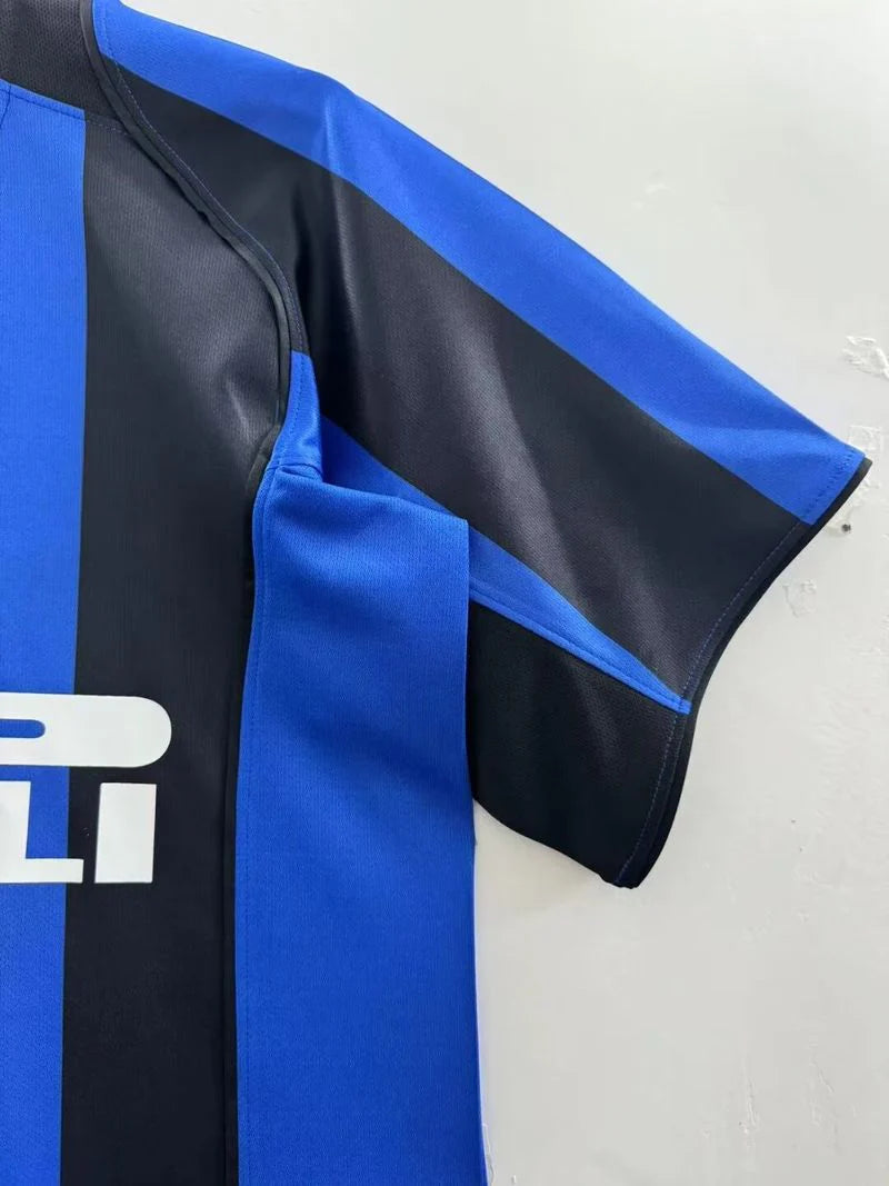 Inter Milan 2004-2005 Retro Home Short Sleeve Jersey Serie A UCL Patch Personalized Rare Adriano Figo