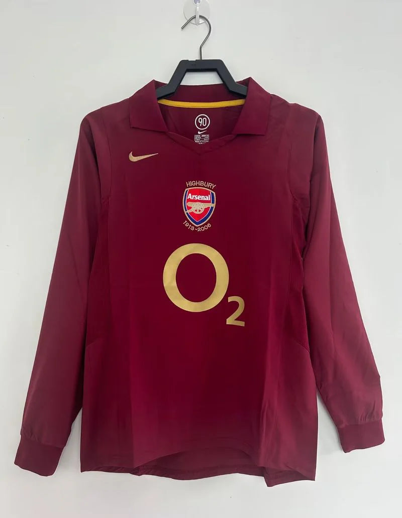 Arsenal 2005-06 Retro Home Long Sleeve Jersey | Custom Name & Number | UCL & PL