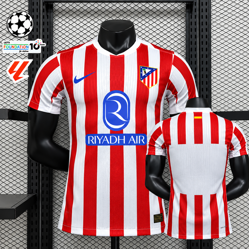 Atlético Madrid 2025-26 Home Jersey – Custom Name & Number | Short Sleeve | S–2XL
