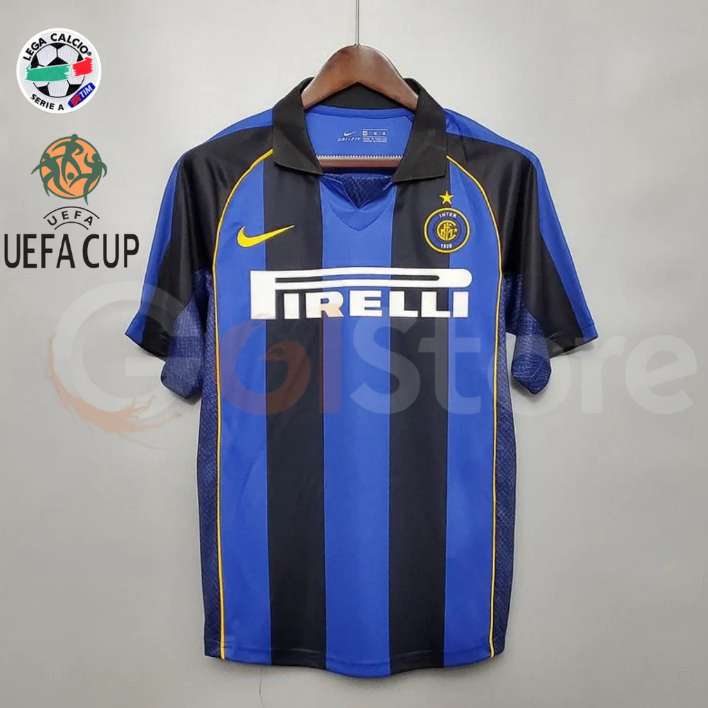 Inter Milan 2001-2002 Retro Home Short Sleeve Jersey Personalized Serie A UEFA Cup Patch Rare