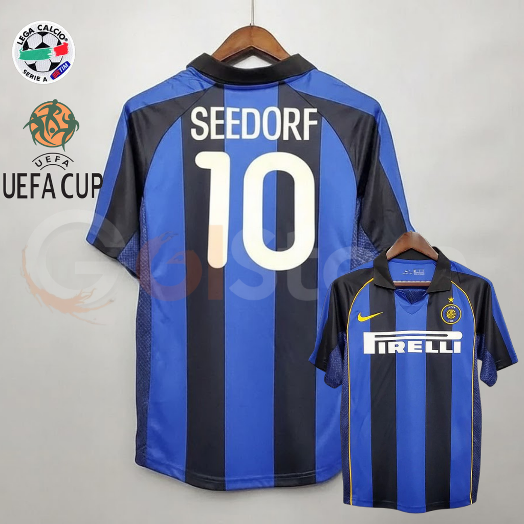 Inter Milan 2001-2002 Retro Home Short Sleeve Jersey #10 Seedorf Personalized Serie A UEFA Cup Patch Rare