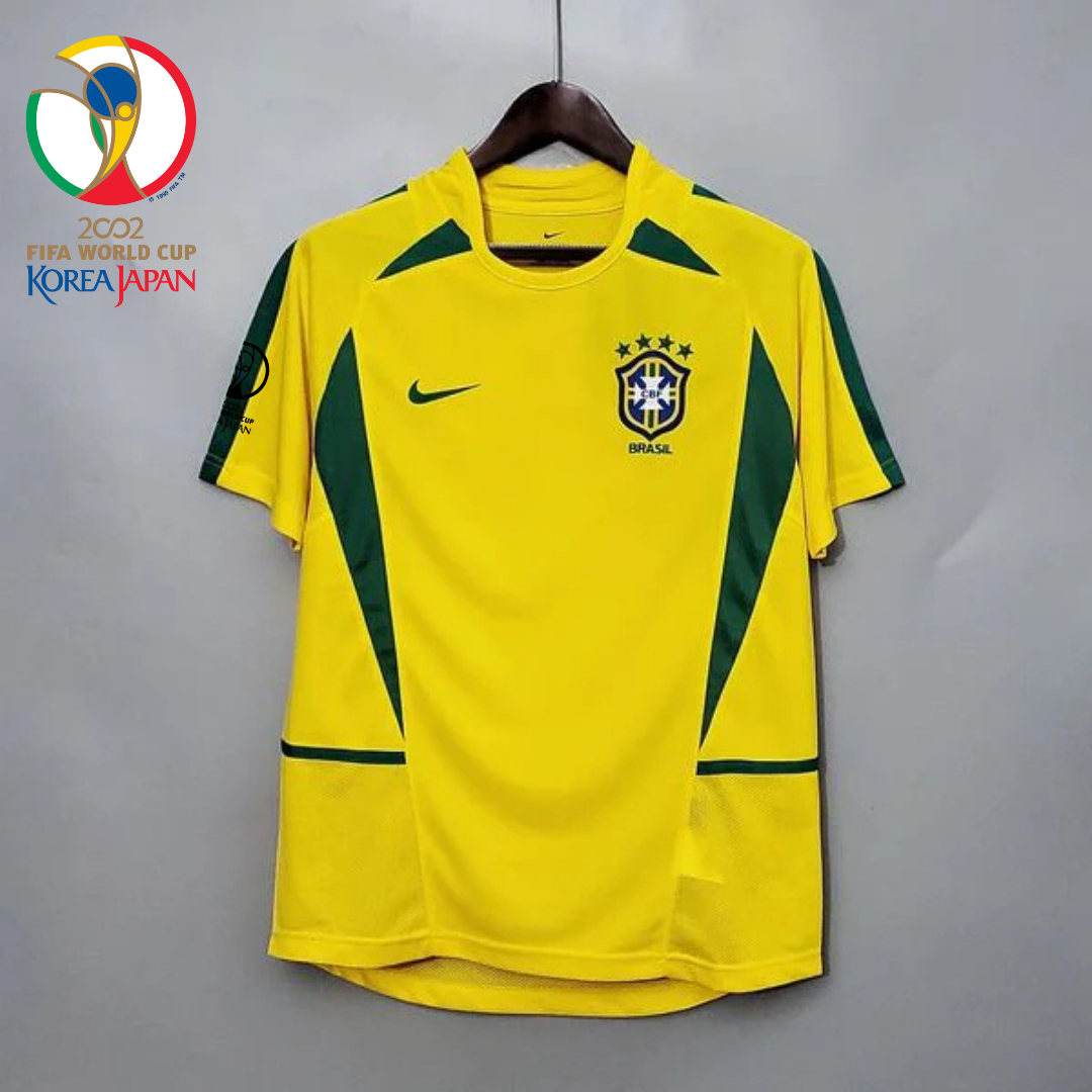Brazil 2002 World Cup Retro Home Short Sleeve Jersey WC Patch Personalized Rare Collector