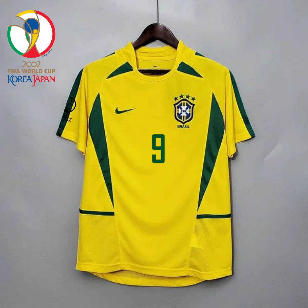 Brazil 2002 World Cup Retro Home Short Sleeve Jersey #9 Ronaldo WC Patch Personalized Rare