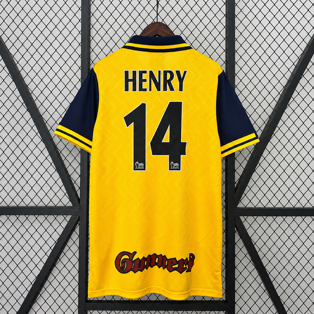 Arsenal FC 2001-2002 Retro Away Jersey | Thierry Henry #14 Men's Soccer Shirt - Short Sleeve "Double Champions" Edition with Premier League Patches