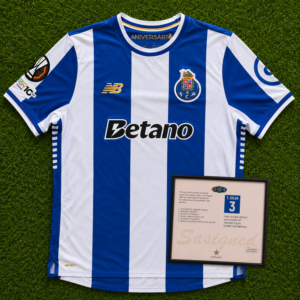 Maillot de football T. Silva signé style Porto 25/26 – Souvenir de collection Thiago Silva pour les fans