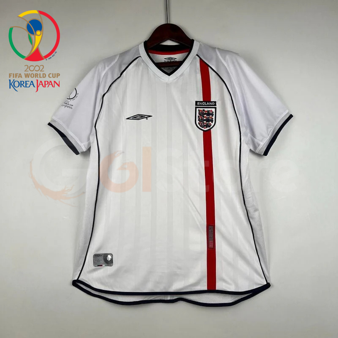 England 2002 World Cup Retro Home Short Sleeve Jersey WC Patch Personalized Rare