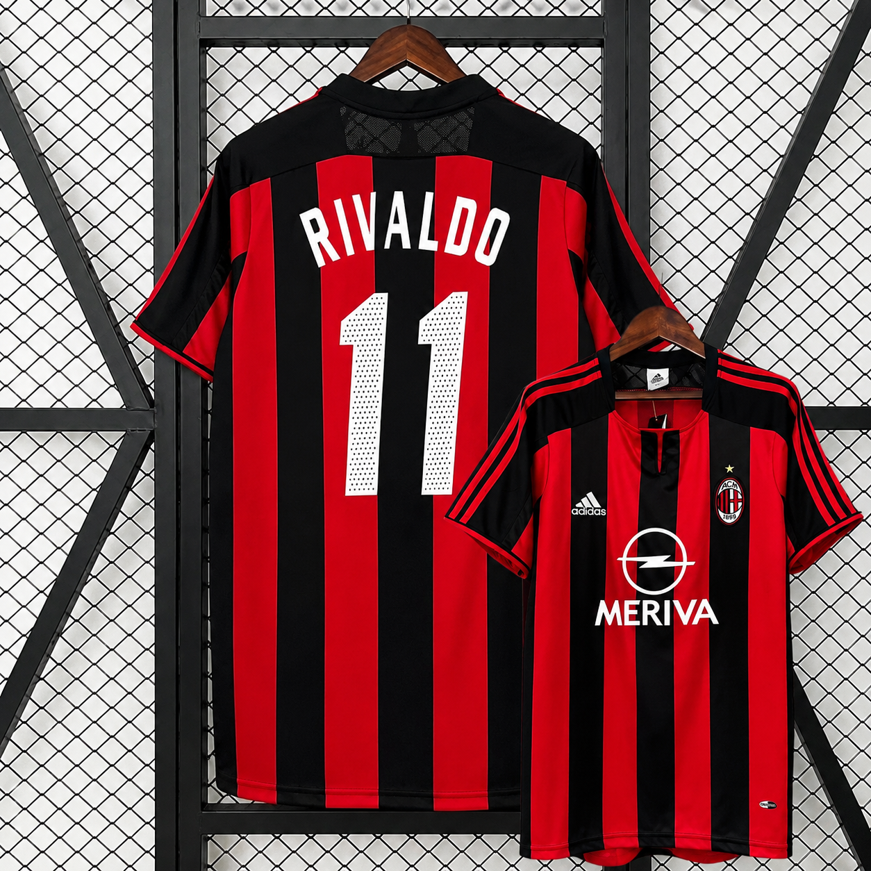 Retro AC Milan 2003-04 Home Jersey Short Sleeve #11 Rivaldo