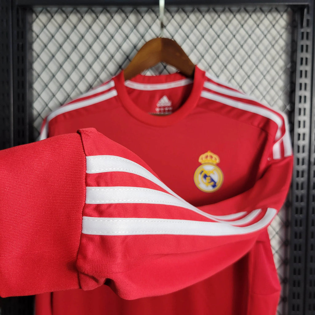 2011/12 Real Madrid Retro Away Red Long Sleeve Jersey #10 Ozil UCL Personalized