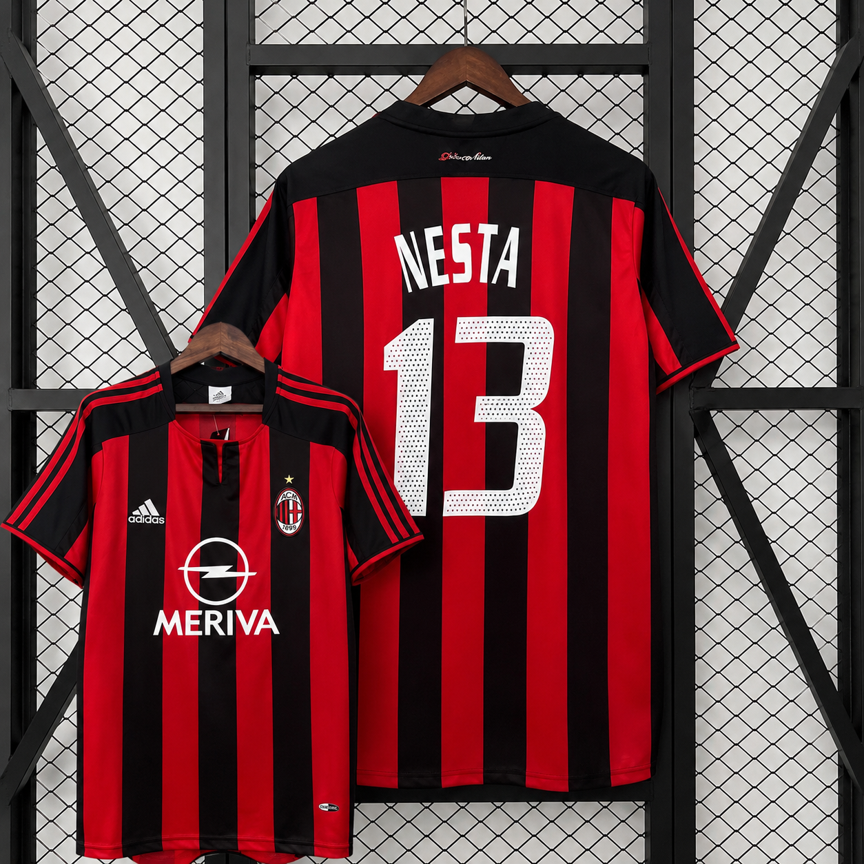 Retro AC Milan 2003-04 Home Jersey Short Sleeve #13 Nesta