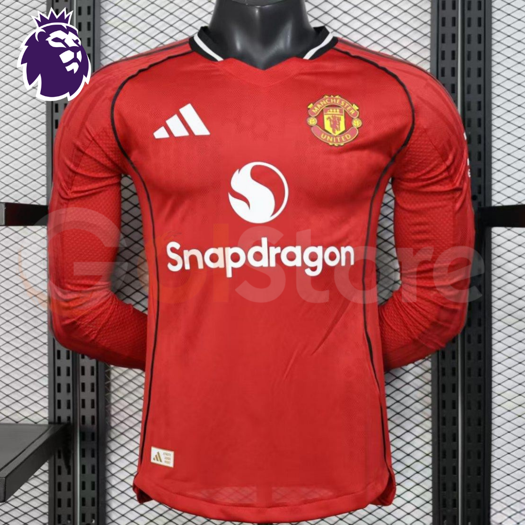 Manchester United 2025-2026 Home Long Sleeve Jersey #4 De Ligt Personalized PL Rare