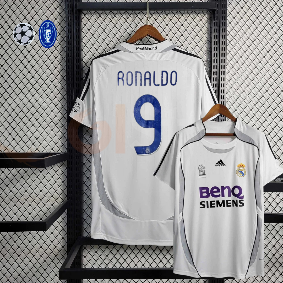 2006/07 Real Madrid Retro Home Jersey #9 Ronaldo UCL