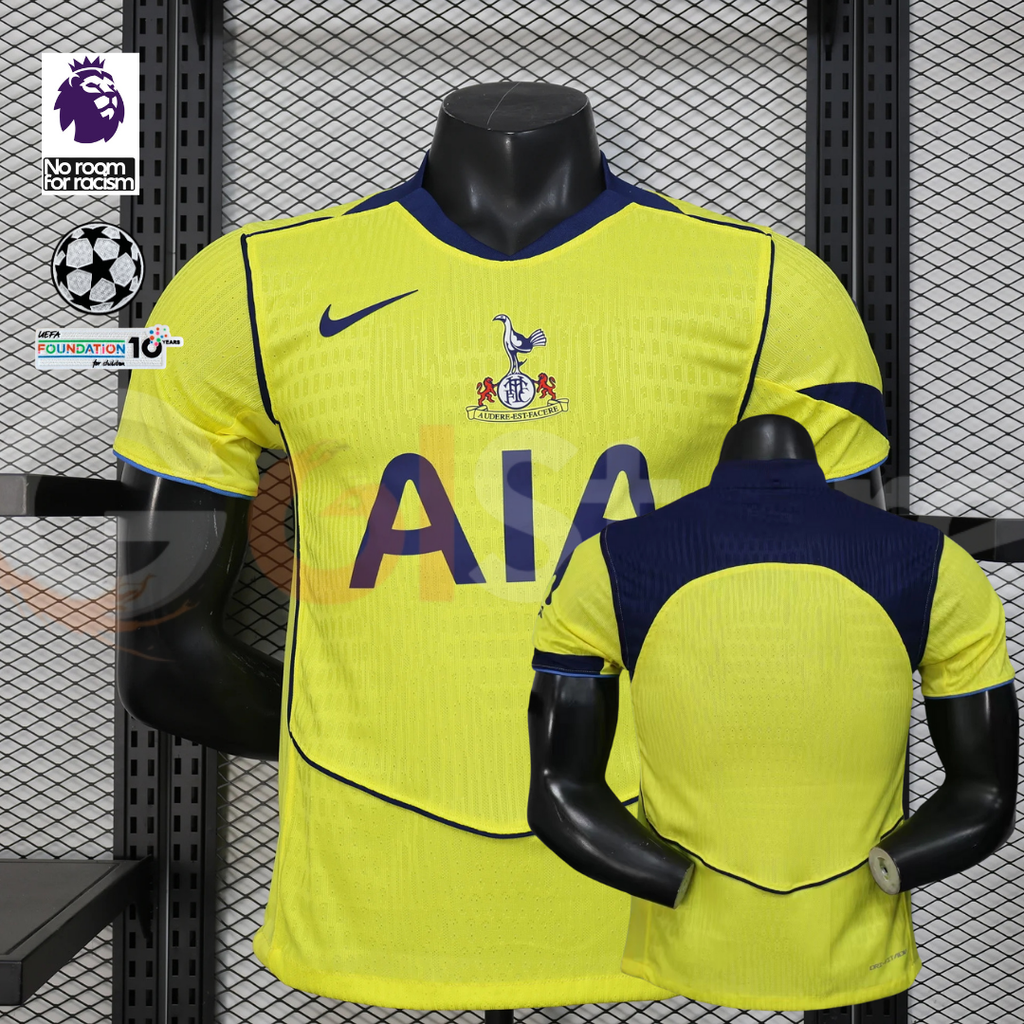 Tottenham Hotspur 2025-2026 Third Jersey Player Version Short Sleeve UCL Premier League Patch Personalized