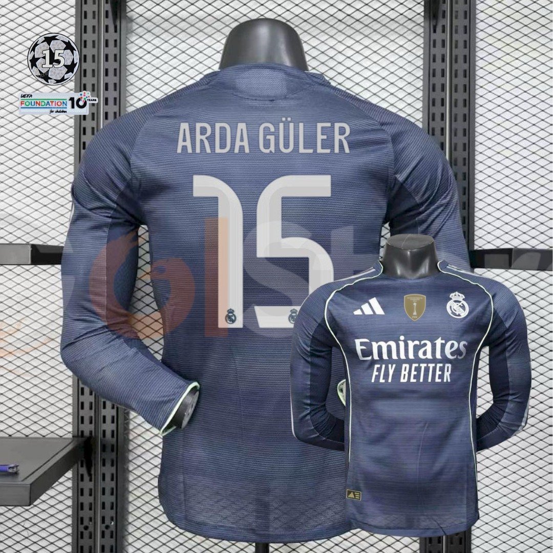 2025/26 Real Madrid Player Version Third Long Sleeve Jersey #15 Arda Guler UCL Personalized