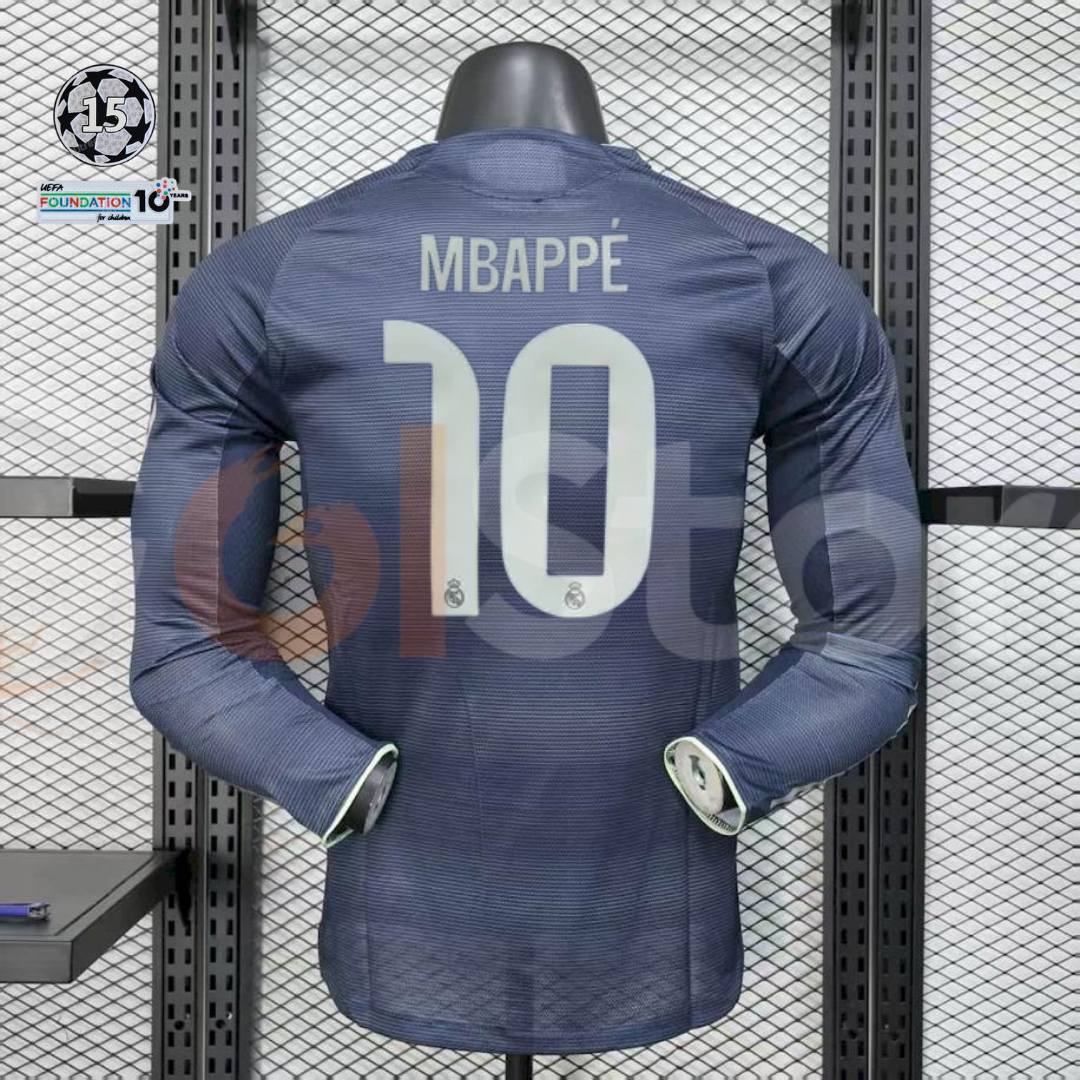 2025/26 Real Madrid Player Version Third Long Sleeve Jersey #10 Mbappe UCL Personalized
