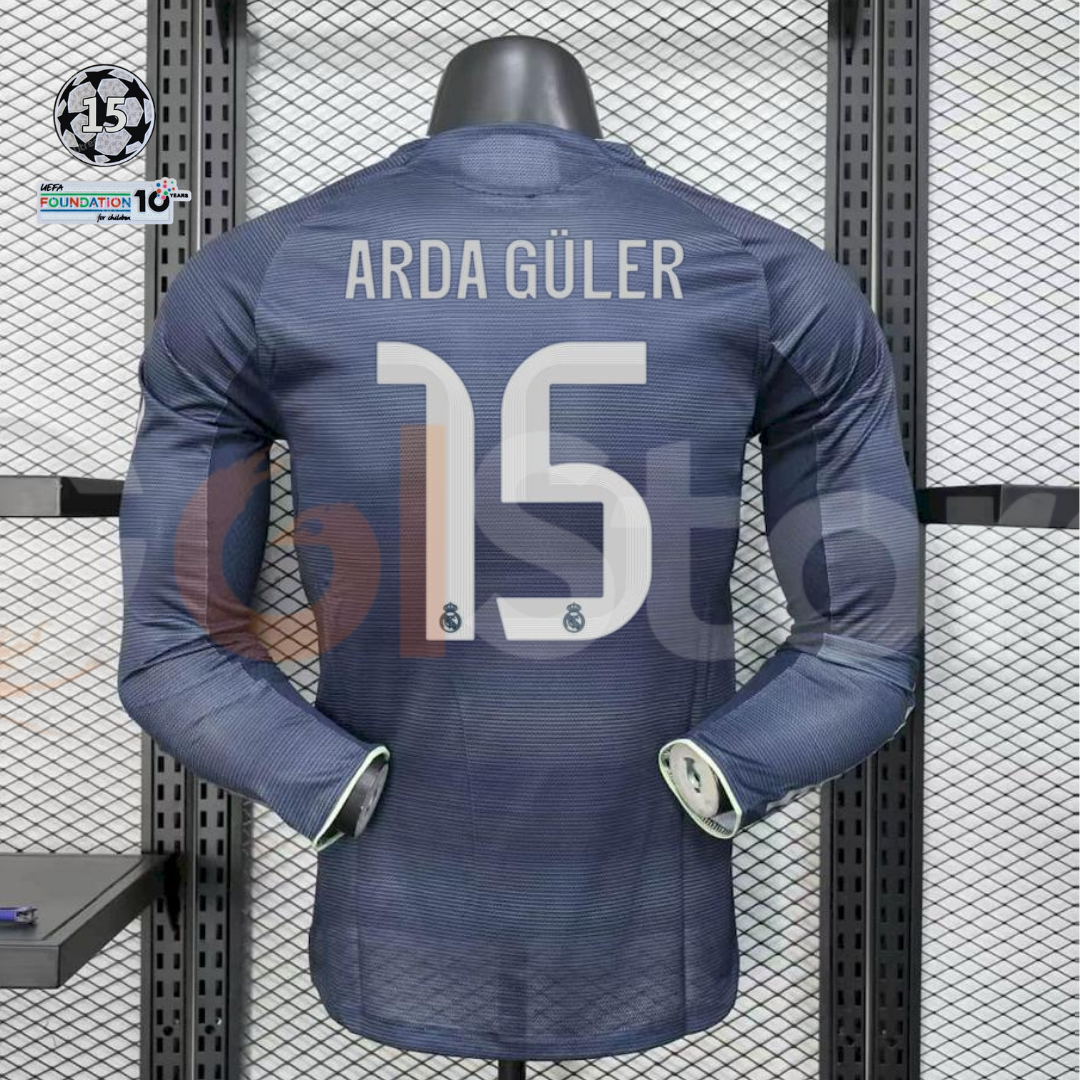 2025/26 Real Madrid Player Version Third Long Sleeve Jersey #15 Arda Guler UCL Personalized