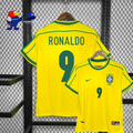 Brazil 1998 Retro Home Short Sleeve Jersey #9 Ronaldo R9 World Cup Patch Personalized Rare
