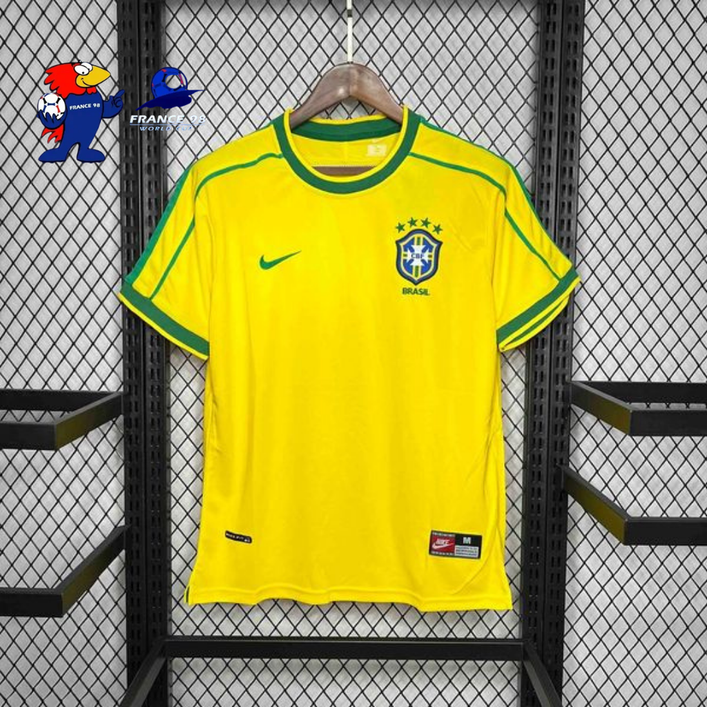 Brazil 1998 Retro Home Short Sleeve Jersey FIFA World Cup Patch Personalized Rare Ronaldo Rivaldo