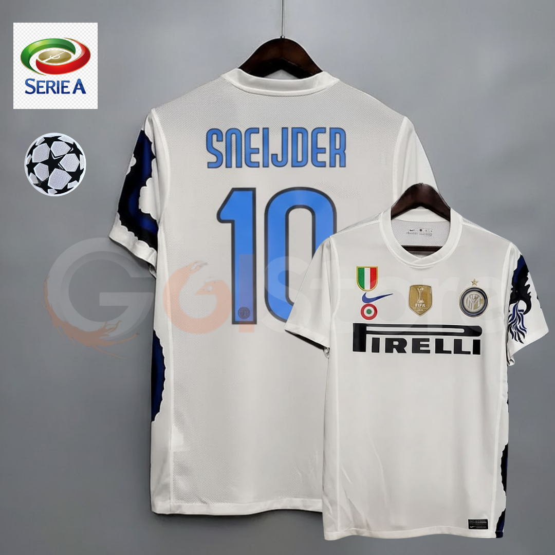 Inter Milan 2009-2010 Retro Away Short Sleeve Jersey #10 Sneijder Serie A UCL Patch Personalized Rare Treble