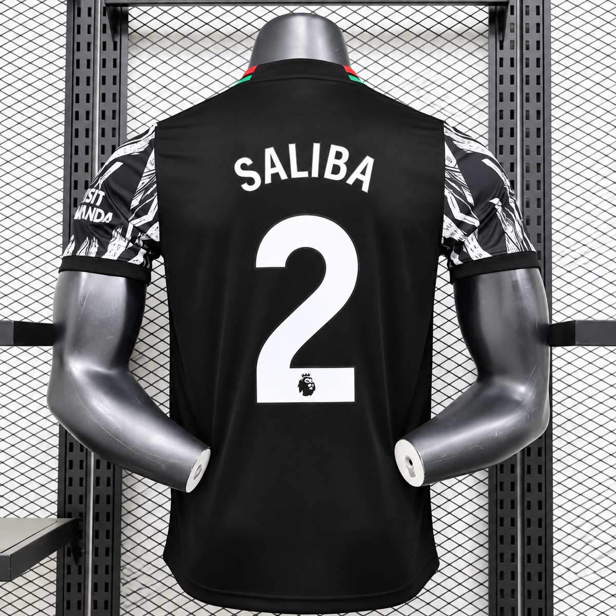 Arsenal FC 2024-2025 Authentic Away Jersey | William Saliba #2 Men's Match Shirt - Short Sleeve Labrum London Edition with Optional Premier League Patches