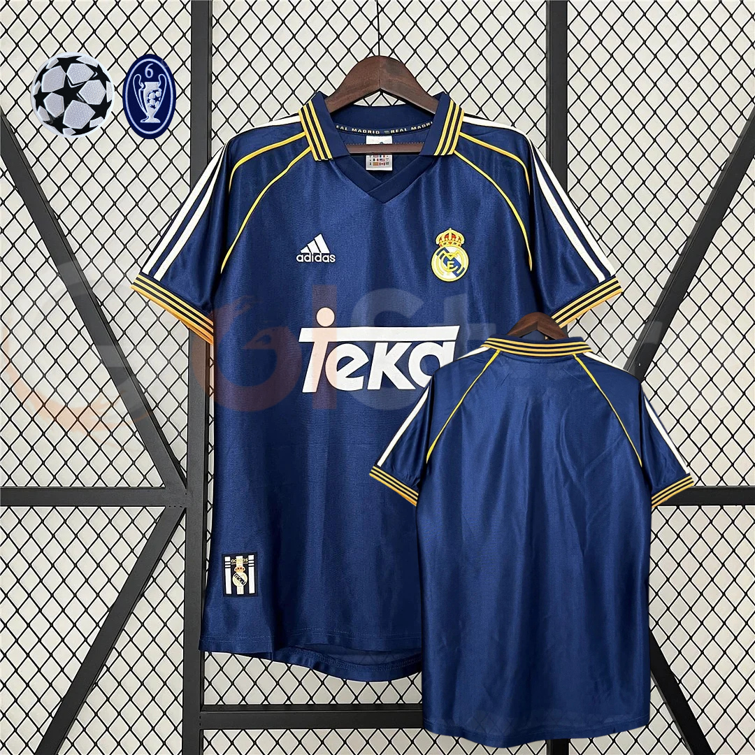 1998/00 Real Madrid Retro Away Navy Blue Jersey UCL & La Liga Patch Personalized