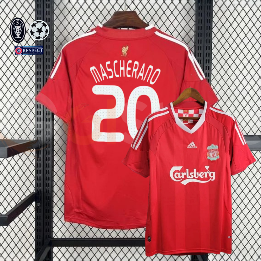 2008-2009 Liverpool Retro Red Home Short Sleeve Jersey #20 Mascherano Personalized UCL Patch