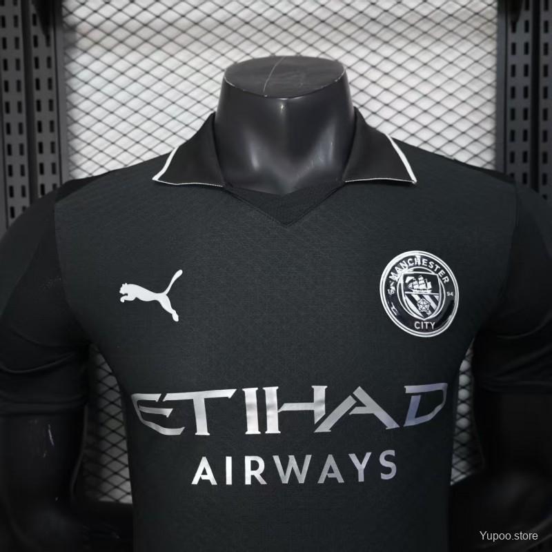 Man City 2025-26 Black Away Player Jersey