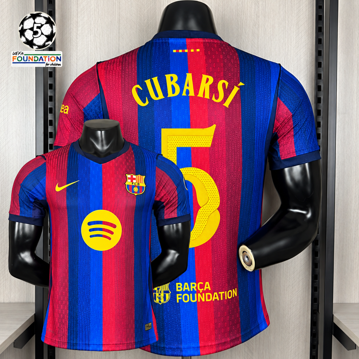 FC Barcelona 2026-27 Home Player Version Jersey | Cubarsi #5 | UCL Patch | Sizes S–3XL