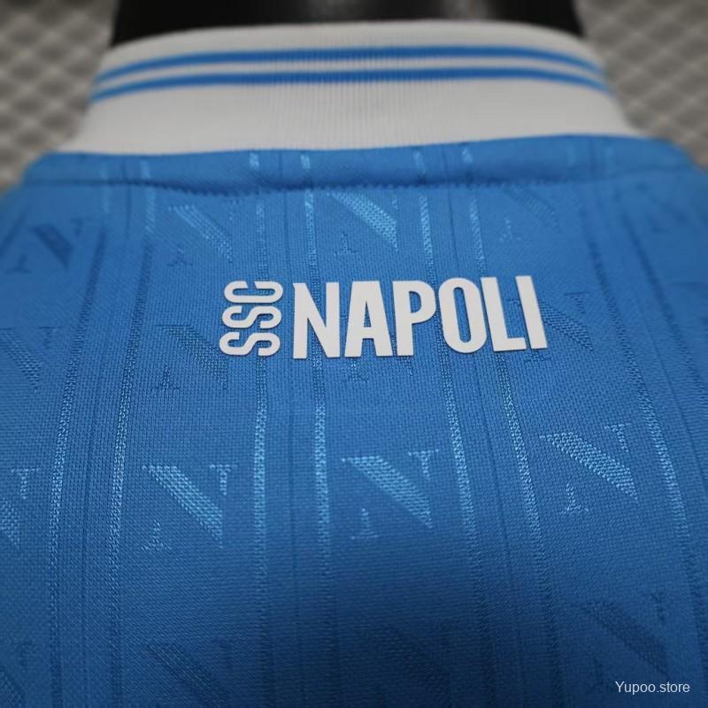 2025-2026 SSC Napoli Player Version Home Short Sleeve Jersey Personalized UCL Serie A Patch