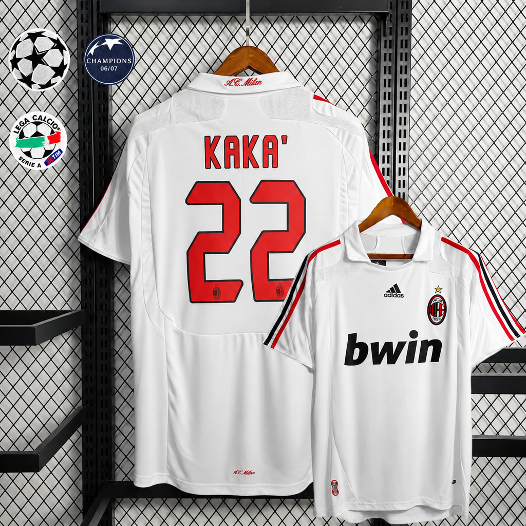 Retro AC Milan 2007-08 White Jersey Short Sleeve #22 Kaka