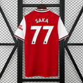Arsenal FC 2019-2020 Retro Home Jersey | Bukayo Saka #77 Men's Soccer Shirt - Short Sleeve Modern Heritage Edition with Optional Premier League Patches