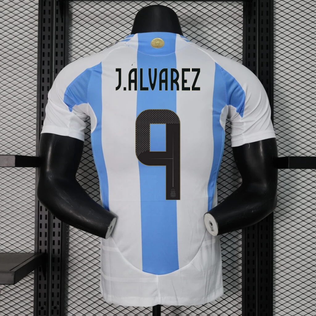 Argentina 2024-25 Home Player Version Short Sleeve Jersey #9 J.Alvarez Personalized S-2XL