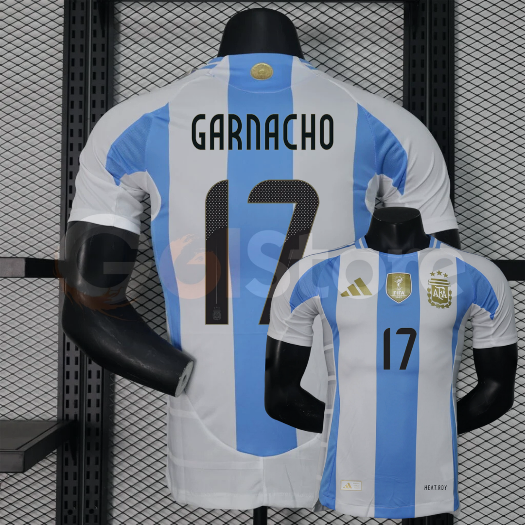 Argentina 2024-25 Home Player Version Short Sleeve Jersey #17 Garnacho Personalized S-2XL