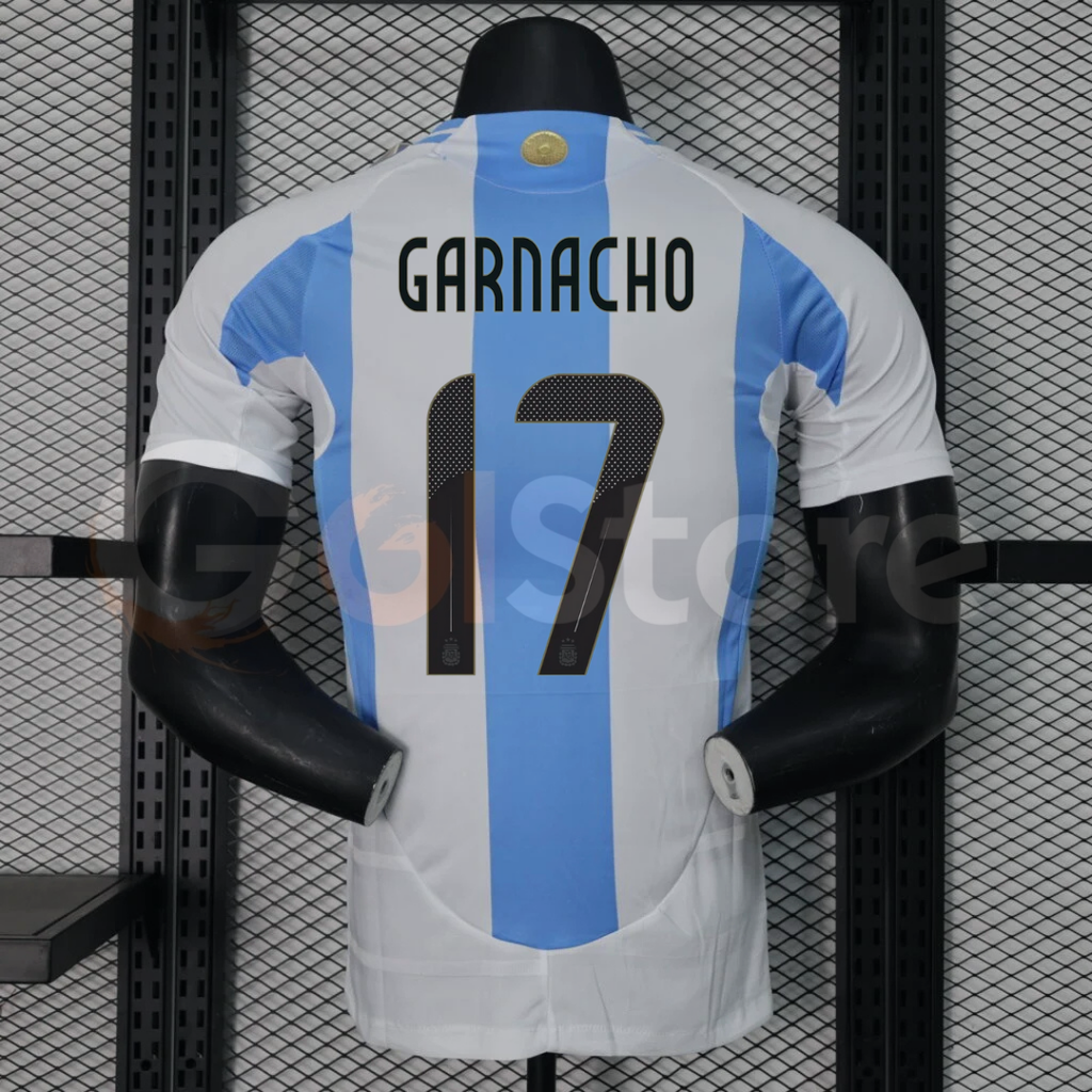Argentina 2024-25 Home Player Version Short Sleeve Jersey #17 Garnacho Personalized S-2XL