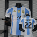 Argentina 2024-25 Home Player Version Short Sleeve Jersey #22 L.Martinez Personalized S-2XL