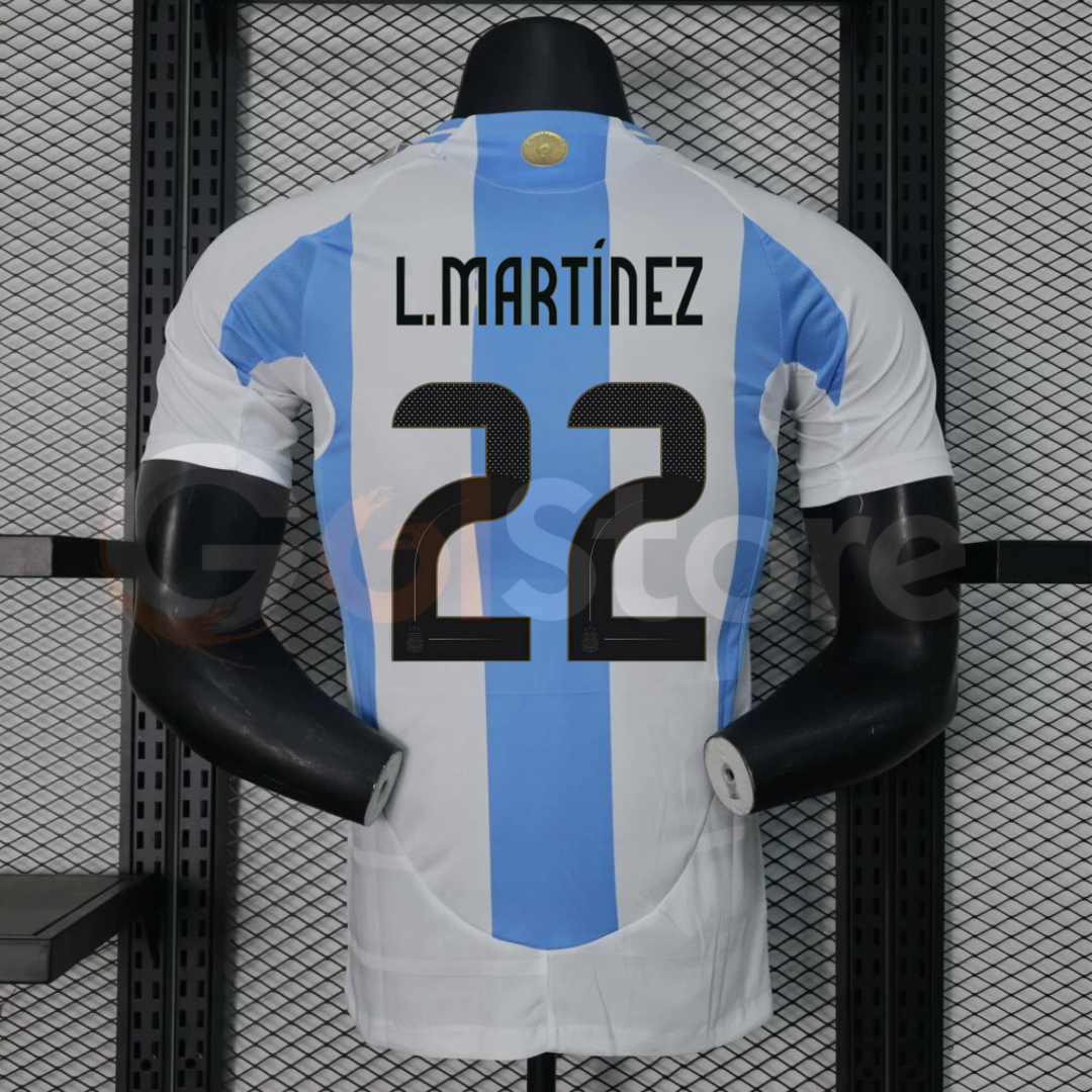 Argentina 2024-25 Home Player Version Short Sleeve Jersey #22 L.Martinez Personalized S-2XL