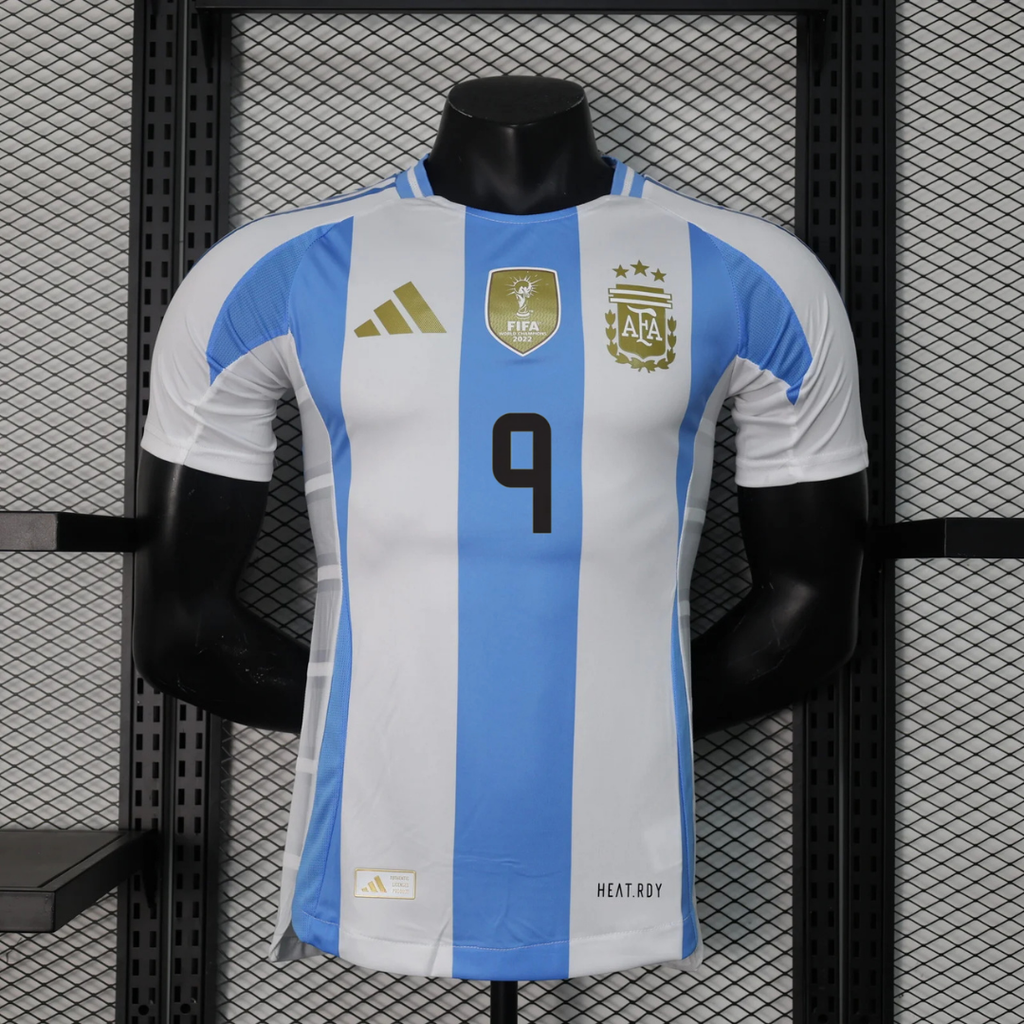 Argentina 2024-25 Home Player Version Short Sleeve Jersey #9 J.Alvarez Personalized S-2XL