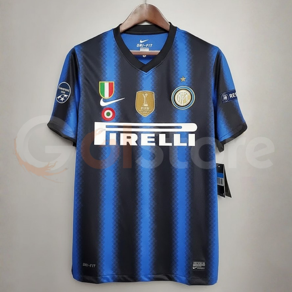 Inter Milan 2010-2011 Retro Home Short Sleeve Jersey #9 Eto'o UCL Patch Personalized Rare Treble Champions