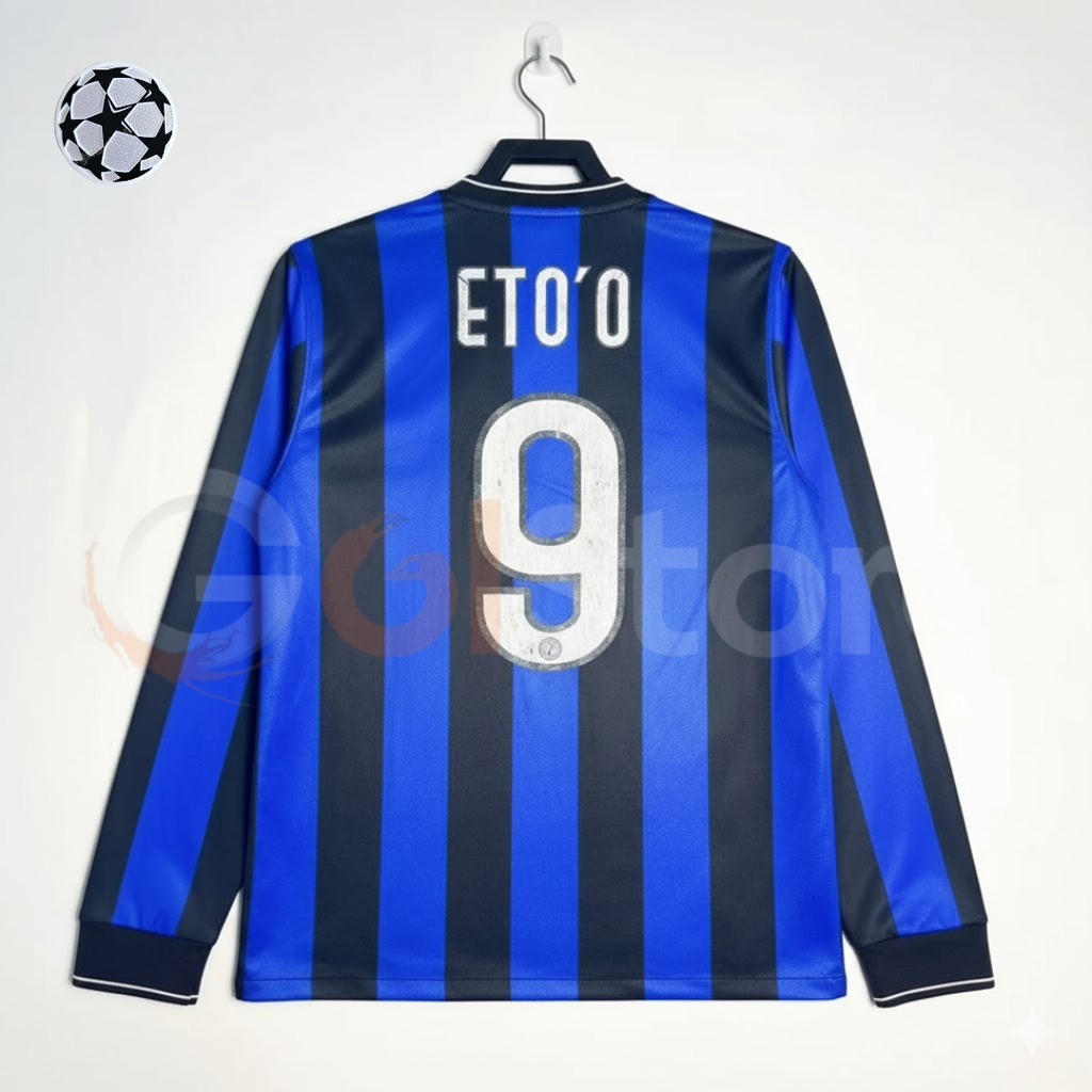 Inter Milan 2010 UCL Final Long Sleeve Jersey #9 Eto'o UCL Patch Personalized Rare Treble Bernabeu