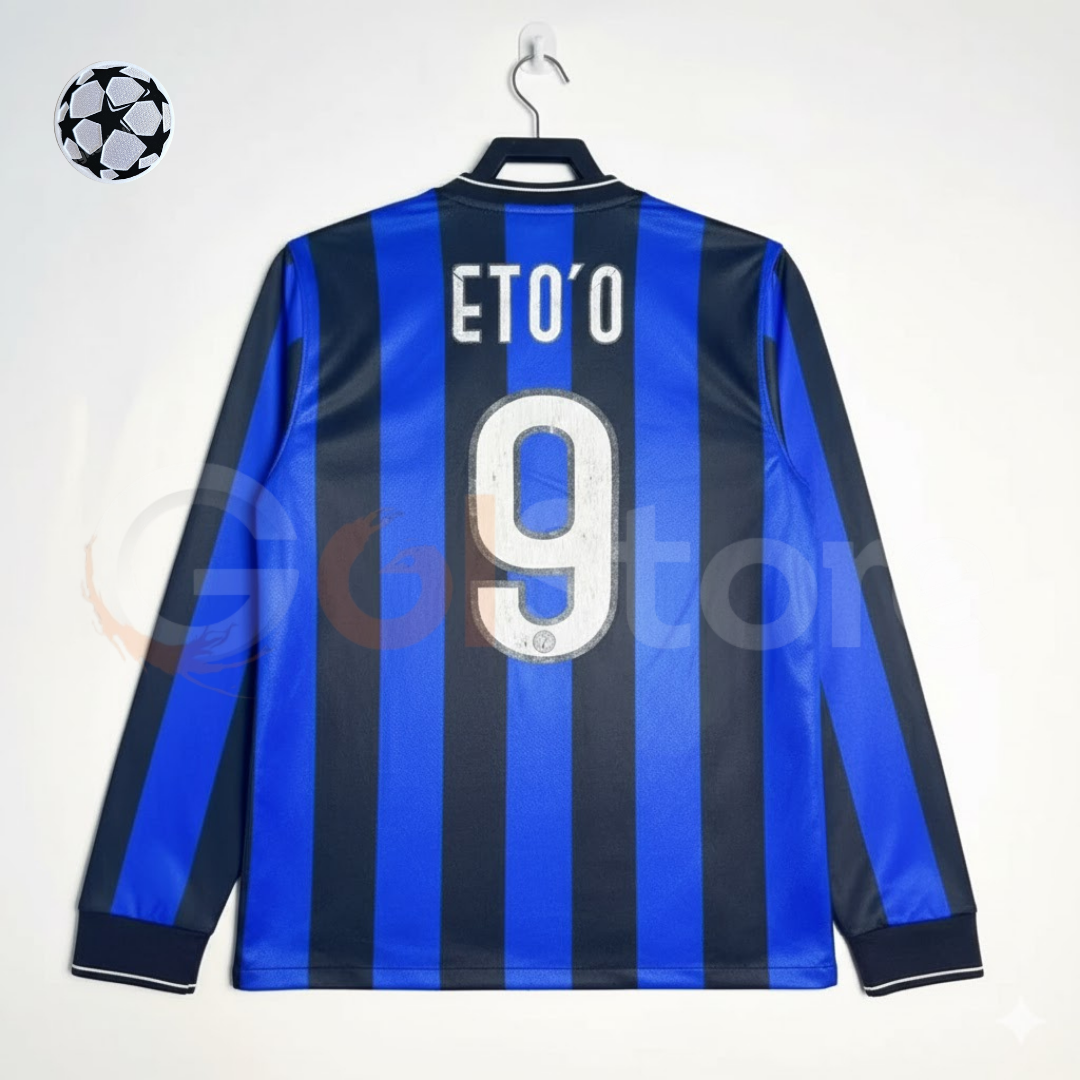 Inter Milan 2010 UCL Final Long Sleeve Jersey #9 Eto'o UCL Patch Personalized Rare Treble Bernabeu