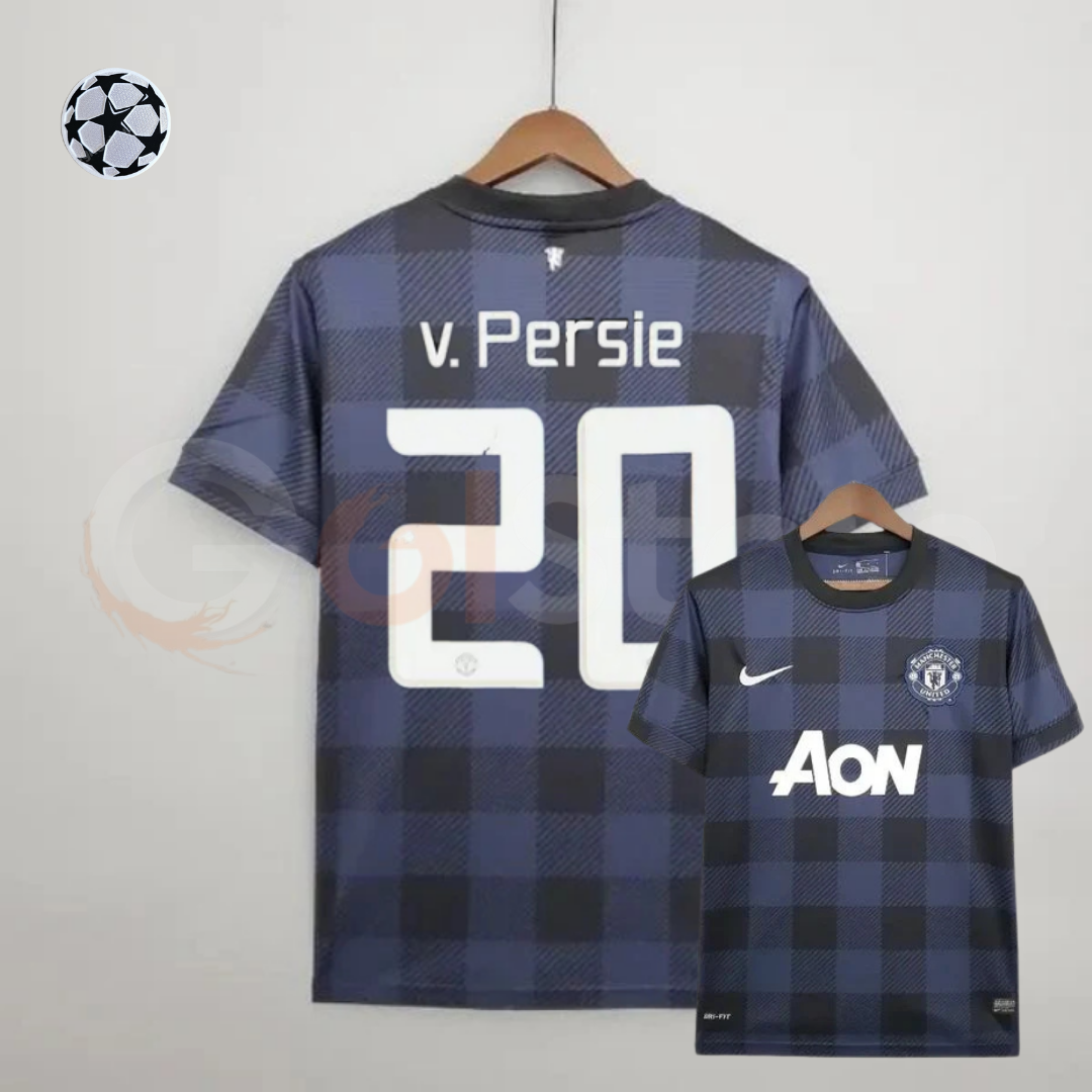 Manchester United 2013-2014 Retro Away Short Sleeve Jersey #20 Van Persie Personalized UCL Rare