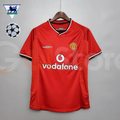 Manchester United 2000-2001 Retro Home Short Sleeve Jersey Personalized PL UCL Patch Rare