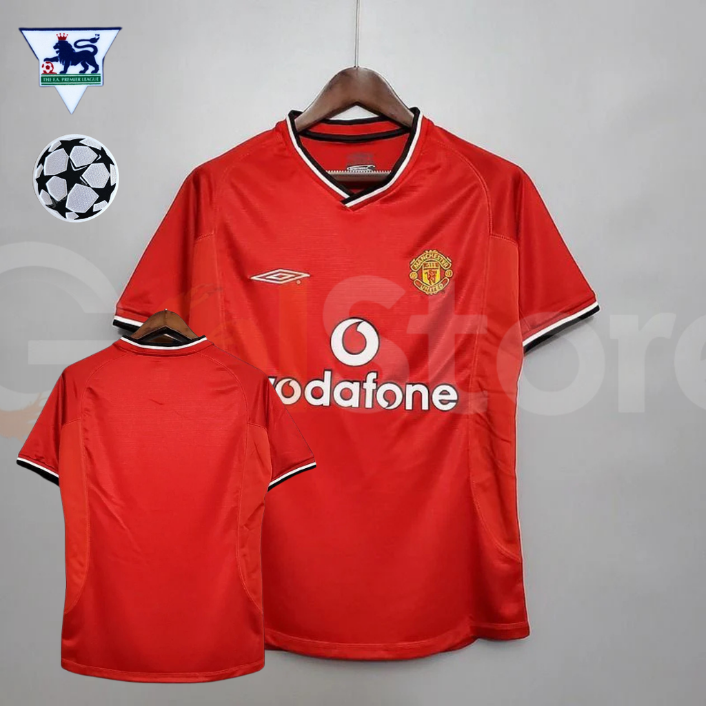 Manchester United 2000-2001 Retro Home Short Sleeve Jersey Personalized PL UCL Patch Rare