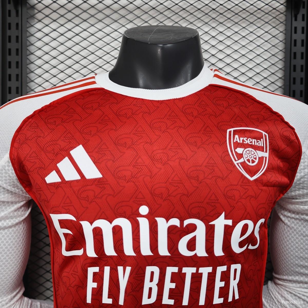 Arsenal 2025-26 Home Long Sleeve Jersey | Customizable | UCL & Premier League